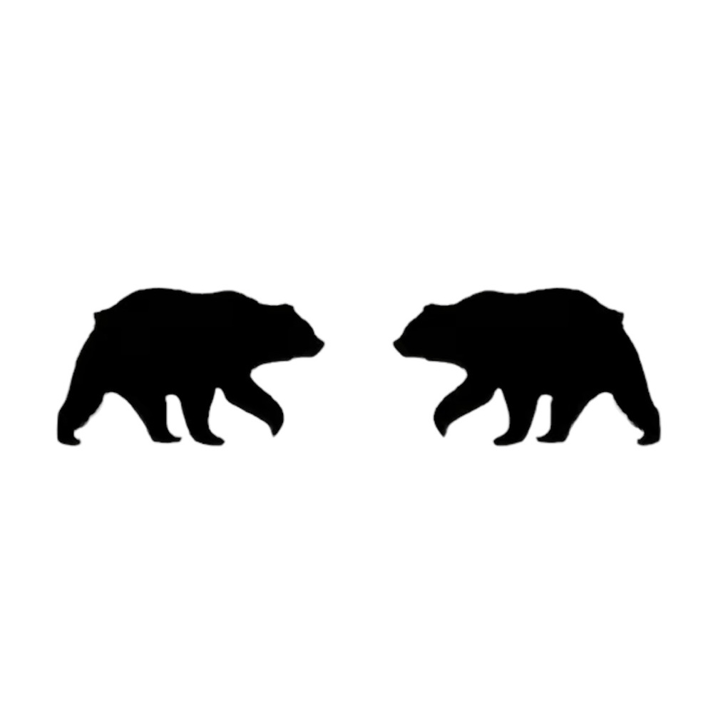 Stainless Steel Black Bear Stud Earrings